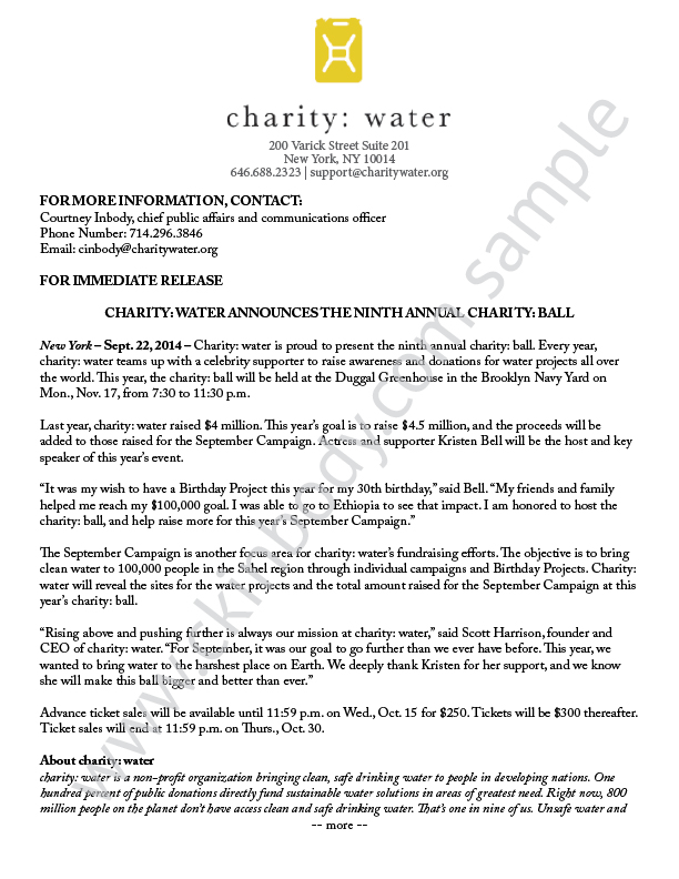 charity water writing kit